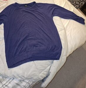 Womens Deep Blue Crewneck Long Sleeve Shirt